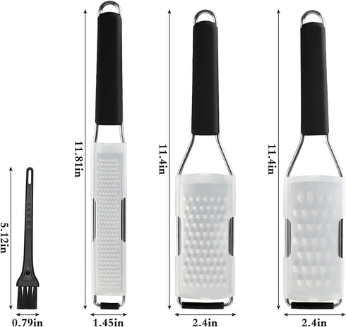 Cambom Lemon Zester Grater Three-piece Suit - Heavy Duty Kitchen Tool for Parmesan Cheese, Ginger, Garlic, Nutmeg, Chocolate, Vegetables?Fruits?St...