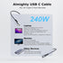 90 Degree USB C 3.2 Extension Cable, 2 x USB 3.2 Gen2 Type-C Male to Female Extender Cable Ultra 4K@60Hz 240W Charging 20Gbps Data Transfer with S...