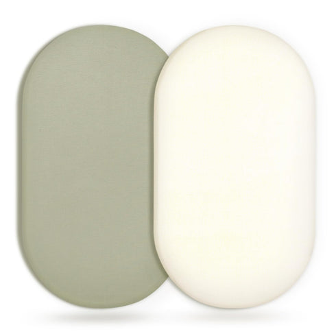GRSSDER Stretchy Ultra Soft Fitted Bassinet Sheet 2 Pack, Universal Fit for Bassinets Baby Cradle Moses Basket Oval Rectangle Mattress Safe and Sn...