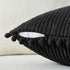 Fancy Homi Pack of 2 Black Lumbar Decorative Throw Pillow Covers with Pom-poms, Soft Corduroy Solid Rectangle Cushion Cases Set for Couch Sofa Bed...