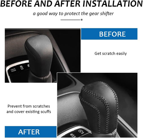 Gear Shift Knob Cover for Toyota Camry 2023 2022-2018 Corolla Hatchback Avalon 2019- 2022 Auto Leather Shifter Knob Trim (Black with Black Stitche...