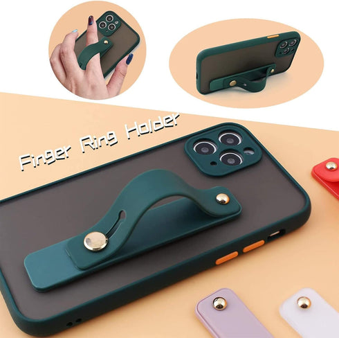 siduater Strap Holder Case for 6.7" iPhone 14 Plus with Kickstand, Slim Translucent PC Back Cover + Soft TPU Bumper with Adjustable Finger Grip Lo...