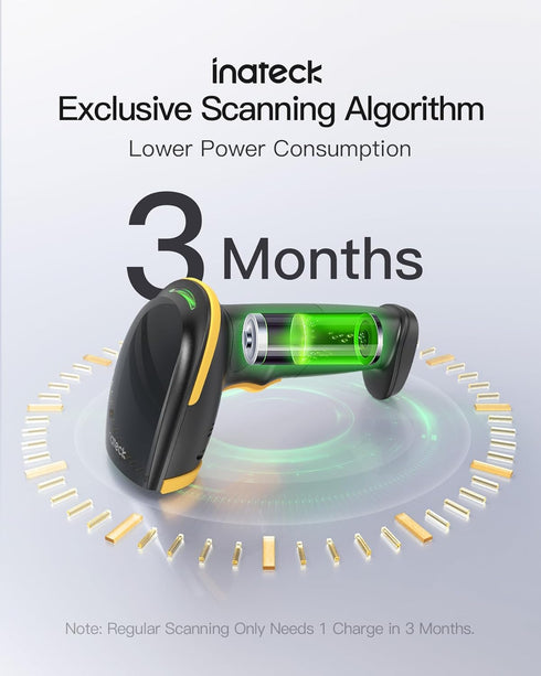 Inateck Wireless Barcode Scanner, Bluetooth Bar Code Scanner, 1D USB Barcode Reader Handheld, 1 Charge 3 Months, Scanner Barcode with APP and SDK...
