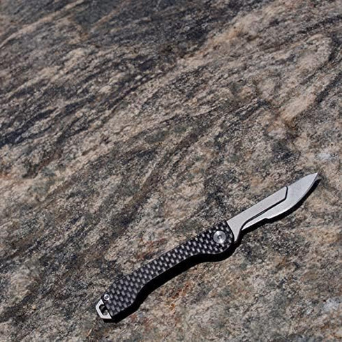 Folding Scalpel Knife with Carbon Fiber Handle & 10 Replaceable Blades, Slip Joint Action, EDC Pocket Knife for 22/23/24 blade...