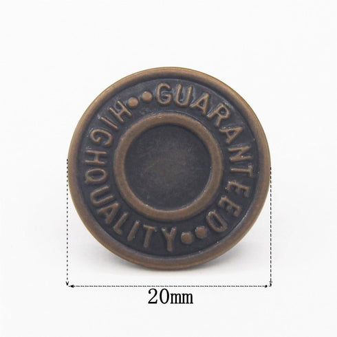 20mm Replacement Jean Buttons 12 Sets Combo Copper Tack Buttons...