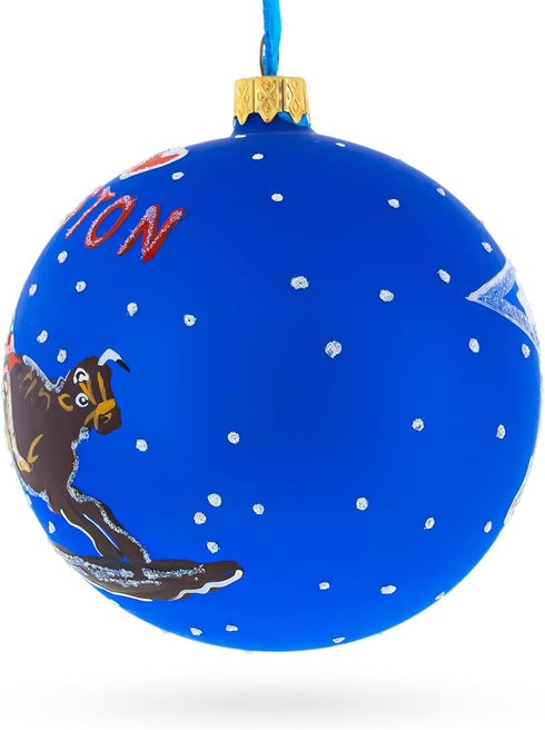 I Love Houston, Texas, USA Glass Ball Christmas Ornament 4 Inches...