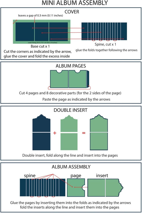 Alinacutle 3inch Mini Album Die Cut Metal Cutting Dies Paper Craft Metal Die-Cuts Handmade Album DIY Planner Scrapbooking DIY Card Metal Punch Tem...
