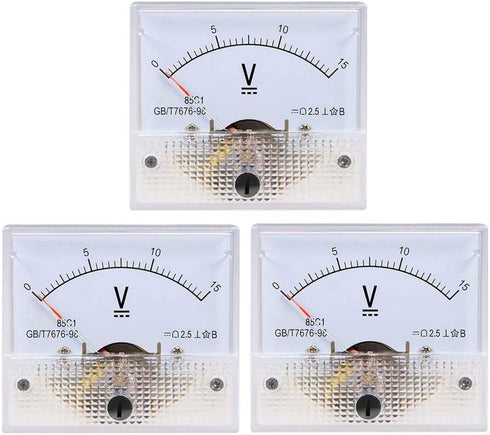 YXQ 0-15V Analog Voltmeter Panel 85C1-V Gauge Meter 2.5 Accuracy for Auto Circuit Measurement Tester (DC 15V-3Pcs)...