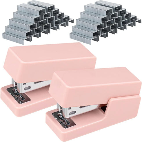 stapler,office Manual stapler,Children's stapler,Including 2660 staples, Capacity 20 sheets (Pink-2P)...