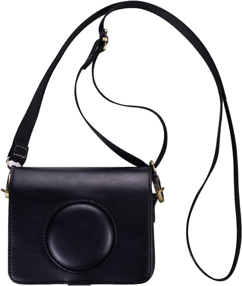 Rieibi Mini EVO Case - Retro PU Leather Protective Case for Fujifilm Instax Mini EVO Instant Camera - Removable Case with Adjustable Shoulder Stra...