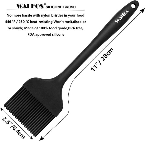 WALFOS Extra Large Silicone Basting Pastry Brush, 2.5 inch Wide Bristle Butter Oil Brush, Prefect for BBQ Grill Baking Kitchen Cooking-Pieces Desi...