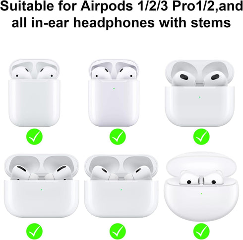 Ear Hooks Compatible with AirPods & All in-Ear Headphones with Stems - Secure & Comfortable Prevent Falls, Uncomfortable Fits - Easy to Install (E...