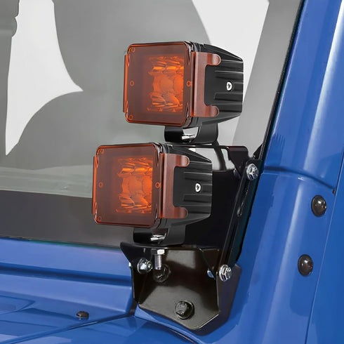 2PCS 3 Inch Pod Light Covers Amber LED Pods Cover Amber LED Light Bar 3x3 Square Work Lights Cube Covers Ditch Pods PC Lens Cover...