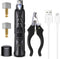 Dog Nail Grinder with LED Light, 2 Speeds Pet Dog Cat Nail Trimmers and Nail Clippers Set Low-Noise Rechargeable Pet Nail Grinder with 2 Grinding ...