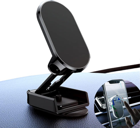 Magnetic Phone Holder for Car – Black ?Upgrade Foldable? Dashboard Phone Holder, Strongest Metal Sticker Magnet Car Mount for Cell Phone, carmount...