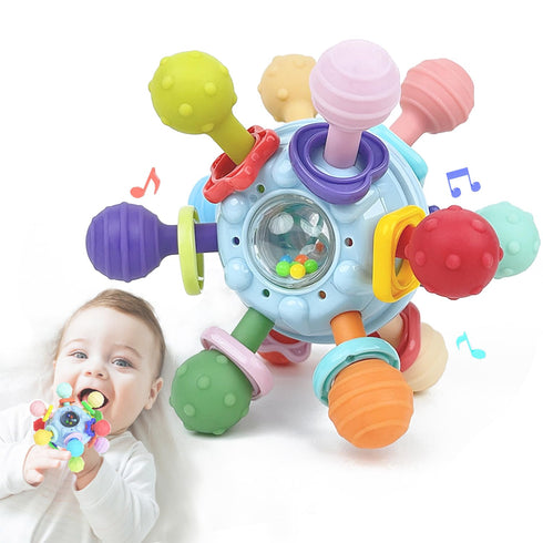 Baby Teething Toys for 0 3 6 9 12 Month Boys Girls, Newborn Infant Toys Rattle Baby Teether Chew Sensory Montessori Toys, Baby Shower Gifts for 1 ...
