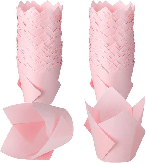 Jutom 200 Pack Tulip Cupcake Liners Paper Baking Cups Greaseproof Muffin Liners Grease Resistant Cupcake Wrappers for Weddings Birthday Cake Balls...