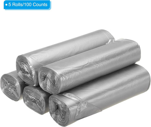 PATIKIL 4 Gallon Trash Bags, 5 Rolls / 100 Counts Thicken Rubbish Bags Portable Small Garbage Bags for Office Bedroom Kitchen, Grey...