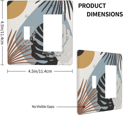 Monstera Palm Boho Light Switch Cover 2 Gang Combination Single Toggle Rocker/Decora Wall Plate Decorative Switch Plate Electrical Faceplate for F...