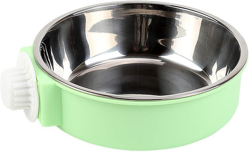 2 Pack Green Crate Dog Bowl, Stainless Steel & Plastic Bowl, Hanging Food & Water Feeder, 5 inch Diameter, 150g Capacity...