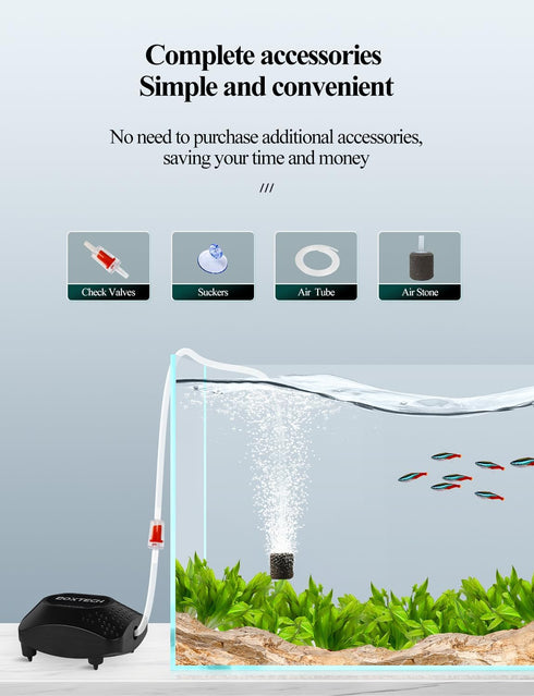 UPETTOOLS Aquarium Air Pump for Fish Tank, Ultra Quiet Fish Tank Air Pump Fish Oxygen Pump Aquarium Bubbler Kit with Air Tubing, Bubble Stone and ...