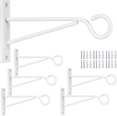 6" Hanging Plant Hooks, 6 Pack White Hanging Basket Bracket Wall Hooks, Plant Hangers Outdoor for Fence, Lantern,Wind Chime...