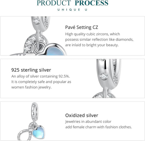WOSTU Forever Sister Charms Compatiable with Bracelet Infinity Dangle Charm Forever Always Love Cubic Zirconia Charm for Birthday Christmas DIY Je...