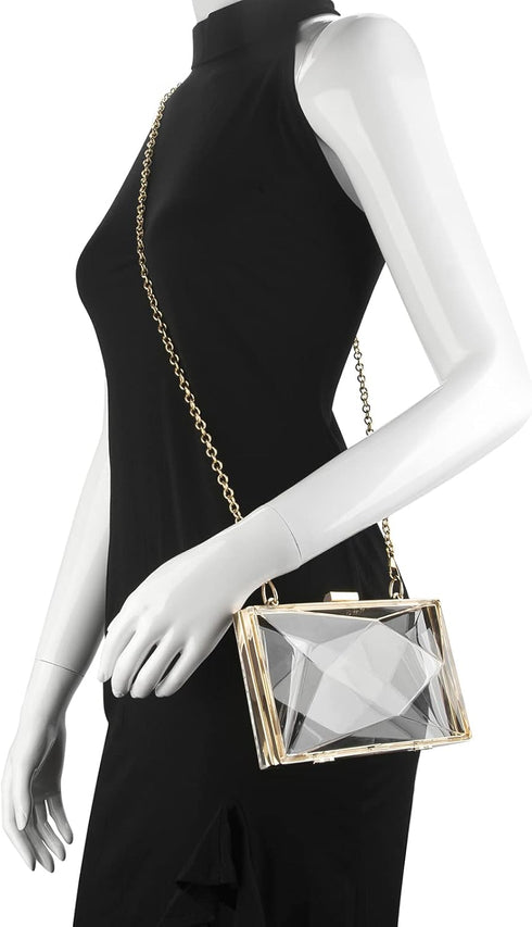 Women Clear Purse, Acrylic Box Evening Clutch Bag, Transparent Rhombus Lady Party Wedding Crossbody Shoulder Handbag...