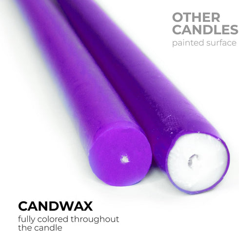 Candwax 10 inch Taper Candles Set of 4 - Dripless and Unscented Candlesticks - Perfect for Dinner and Household Decor - Purple Candles...