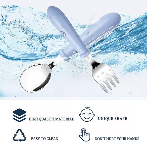 Pimoys 12 Pieces Toddler Utensils Kids Silverware Set Baby Forks and Spoons, Stainless Steel Childrens Safe Cutlery with Round Handle for Self Fee...