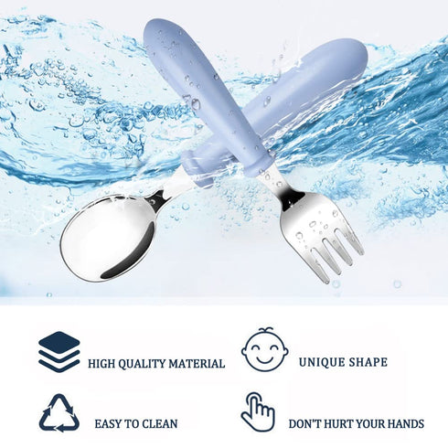 Pimoys 6 Pieces Toddler Spoons Baby Spoons for Self-Feeding, Stainless Steel Kids Spoons with Round Handle Metal Toddler Utensils Children's Silve...