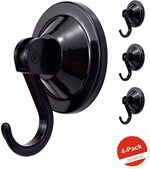Suction Cup Hooks, Powerful Vacuum Wreath Hangers for Glass Door or Window, Set of 4, Black...