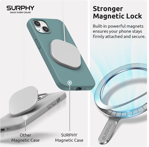 SURPHY Magnetic Case Designed for iPhone 13 Mini Case Compatible with MagSafe (5.4 inch 2021 Release), Liquid Silicone Phone Case with Microfiber ...