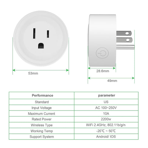 Smart Plug, 2.4Ghz WiFi Plugs Work with Voice Contrl, Smart Outlet with Timer & Group Controller, WiFi Plug with Energy Monitoring, Remote Control...