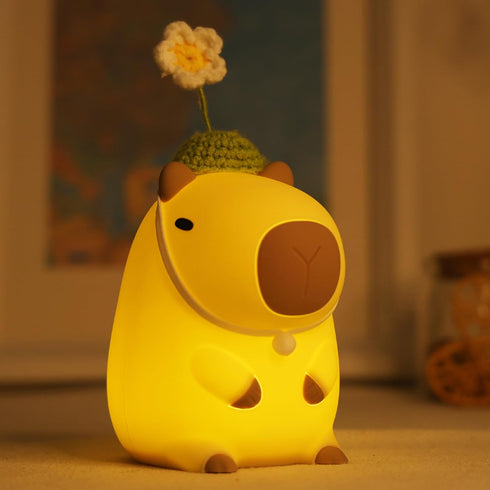Attivolife Capybara Night Light for Kids, Cute Animal Soft Silicone LED Lamp with Dimmable and Timer, Portable Rechargeable Bedroom Bedside Table ...