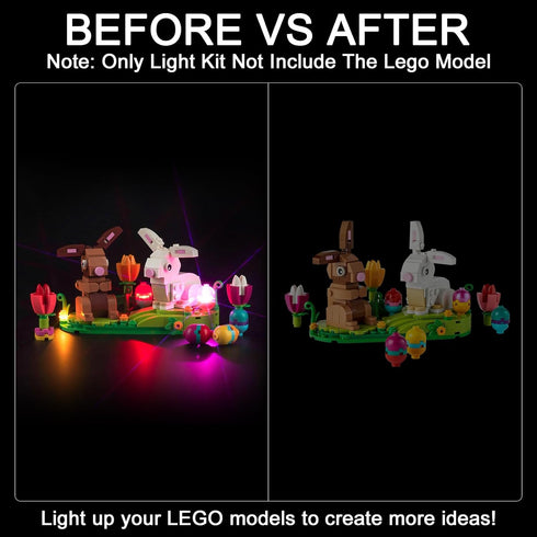 Upgraded Led Light Kit for Lego Easter Rabbits Display Building Set, Compatible with Lego 40523, Gift Idea for Easter Decorations (Model Not Inclu...