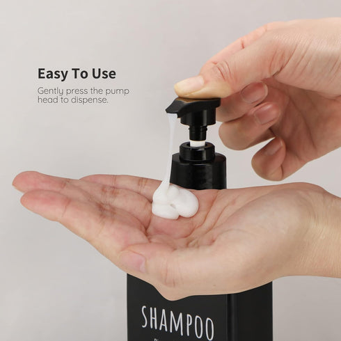 Segbeauty Shampoo and Conditioner Dispenser Refillable, 3pcs 16.9oz Shower Bottles Soap Dispenser with Labels, 500ml Empty Plastic Square Pump Bot...