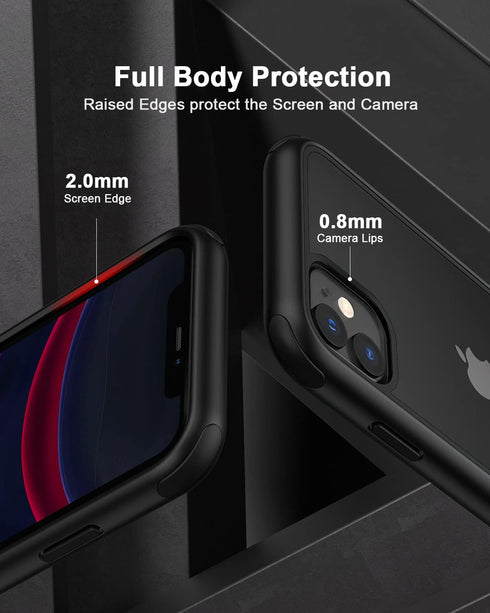 for iPhone 11 Crystal Clear Case, with Multicolor Protective Shockproof Bumpers, Not Yellowing Anti Scratch Transparent Hard PC Back & Soft Silico...