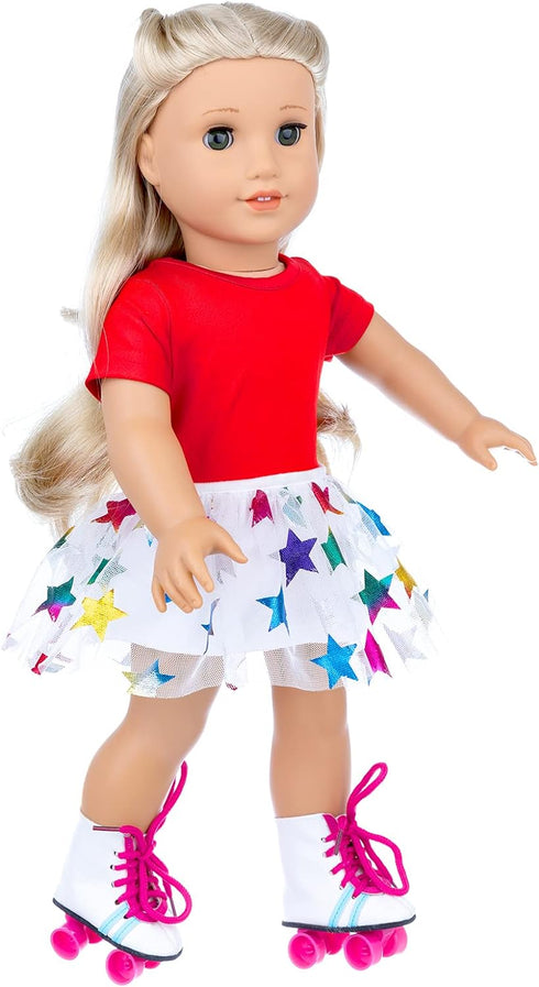 18 Inch Doll Accessories, Girl Doll Accessories, 7PC Travel Skating Sport Play Set, 18 inch Girl Doll Outdoor Sport Accessories (Not Include Doll)...