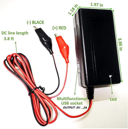 6V/12V Lead Acid Battery Charger for Ride On Toys 12V/6V Kids Ride On Car SLA Charger for 6V/12V pb Battery Baby Electric Battery SUV Kid Toy Car ...