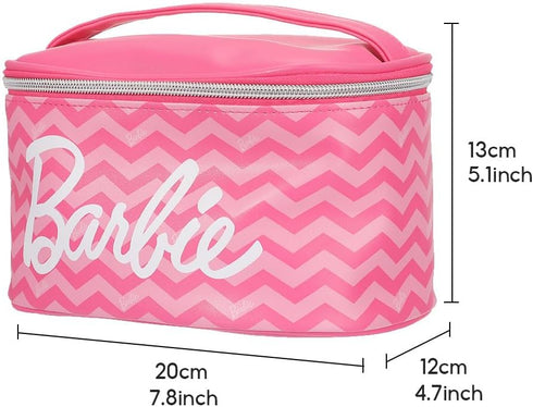 MINISO Barbie Barrel Cosmetic Bag Large Capacity Travel Makeup Bag with Handle for Women Ladies Grils Zipper Pouch Makeup Organizer...