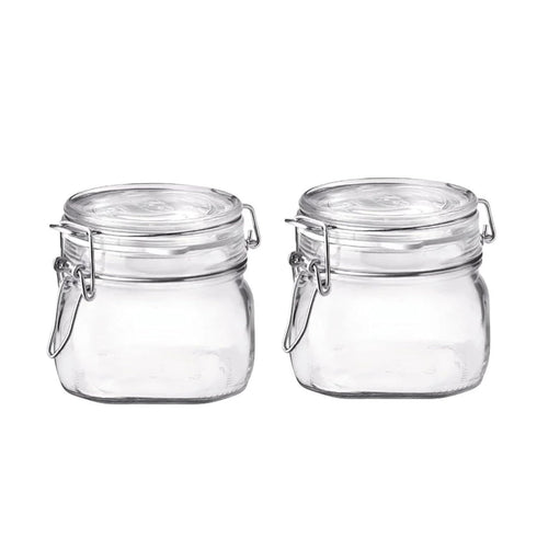 Bormioli Rocco Fido Clear Glass Jar with 85 mm Gasket,0.5 Liter (Pack of 2)...