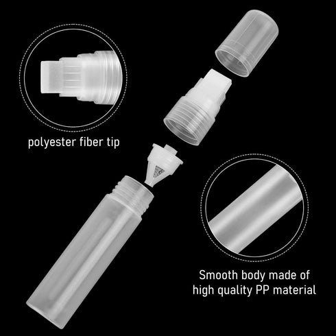 4 Pack Paint Pens 15 mm White Empty Acrylic Permanent Marker Clear Acrylic Paint Marker Pens Fine Point Refillable Marker Pen for Wood Ceramic Met...