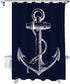 Custom Nautical Navy Blue Anchor Shower Curtain, 70x72 inch...