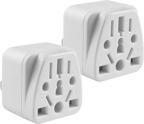 US Plug Adapter for USA, EU, UK, Australia, JP, Asia, Italy, Swiss - Convert Round to Flat Pin to USA Type B 3-Prong Male Plug Wall Outlet Power C...