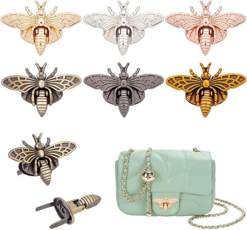 PH PandaHall 6 Sets, 6 Colors 3D Bee Shape Bag Turn Buckles Alloy Purse Lock Purse Clasp Closure Lock Clutch Closure for DIY Leathercraft Shoulder...