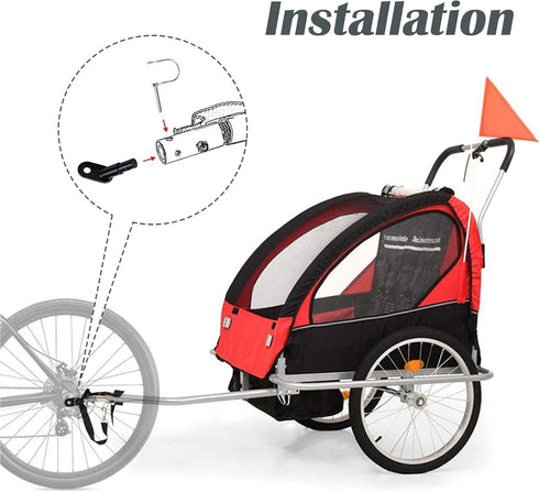 QzoneLife® Bicycle Trailer Coupler Hitch Black Universal Cycling Adapter Accessories Rear Replacement Axle Hitch Attachment for Child Pet Cargo Bi...
