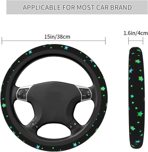 Green Star Steering Wheel Cover Car Accessories for Women Men Auto Non Slip Wheel Covers Protector Universal 15 Inch...