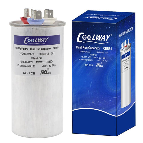COOLWAY 60/10 uF 60+10 MFD 370V or 440V Dual Run Start ac Capacitor for ac 60 10 CBB65r CBB65b Capacitor 370 440 Volt vac Air Conditioner Capacito...