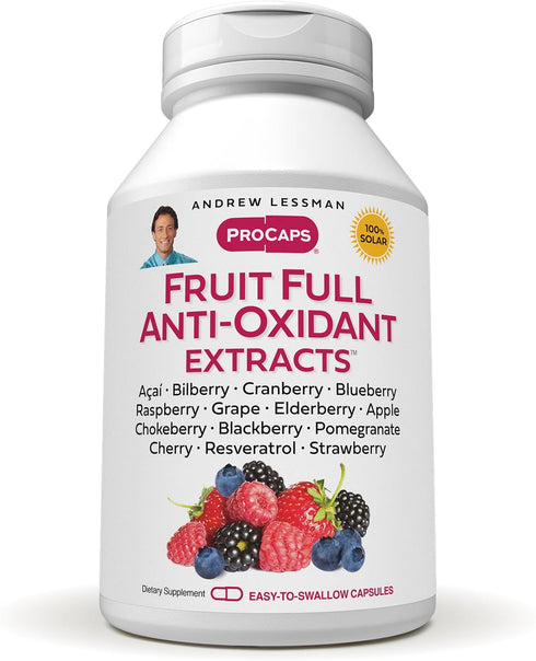 ANDREW LESSMAN Fruit Full Anti-Oxidant Extracts 60 Capsules - 14 Natural Fruit and Berry Extracts. Bilberry, Cranberry, Grape Seed, Pomegranate, R...